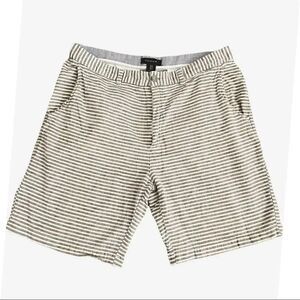 Tahari Gray and White Stripes Linen Unisex Shorts SZ 34